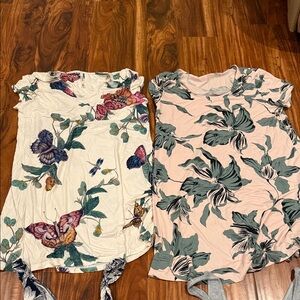 Soma Floral and Butterfly Pajama Set - Cream and Pink